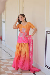 Trendy Pink Chinon Beads Embroidered Sharara Suit